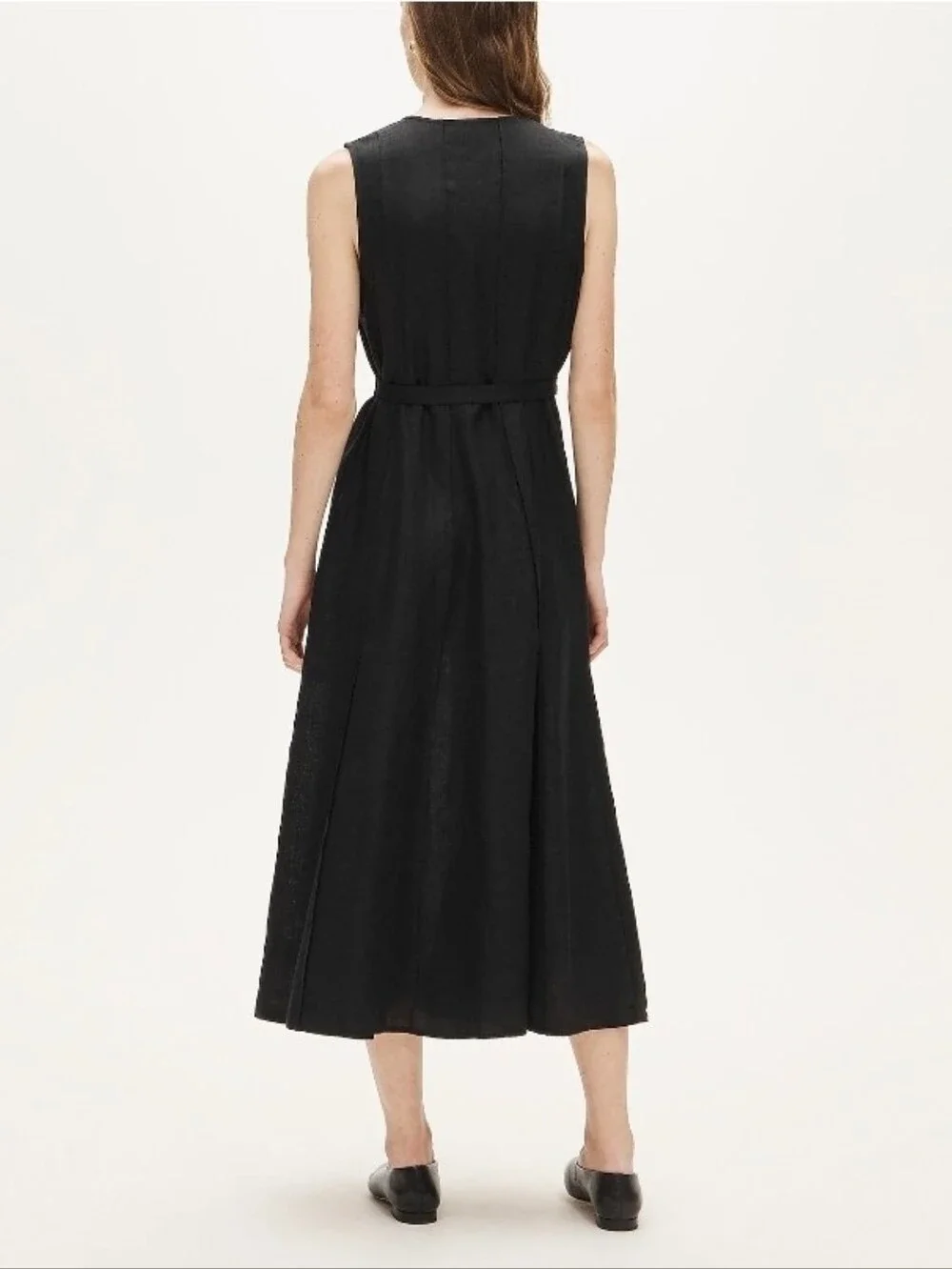 Nwt J. Crew Seamed 100% Linen Dress with Removable Belt Black Size XL